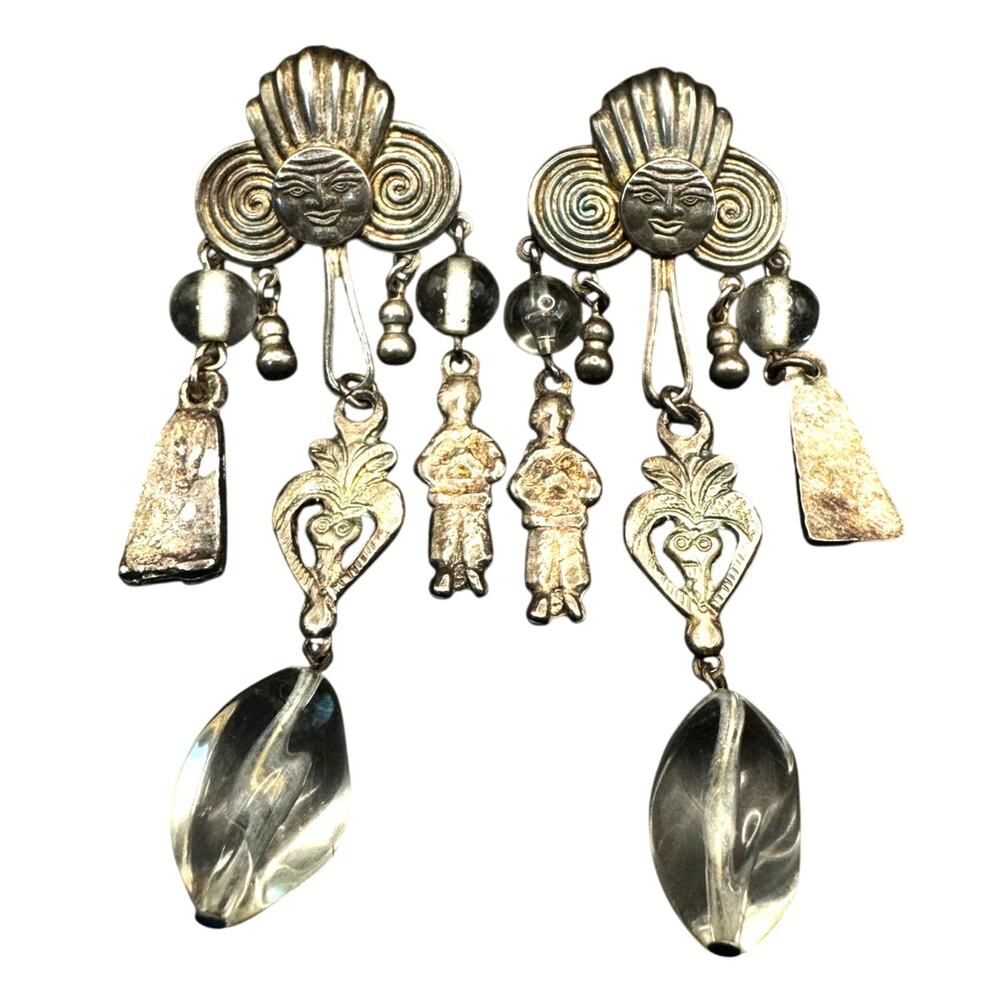 Vintage Kirks Folly Dangle Silver-tone Earrings